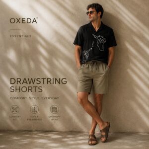 OXEDA - Short Pria | Catton Twill | Cocok buat santai bordir - Hitam, All Size
